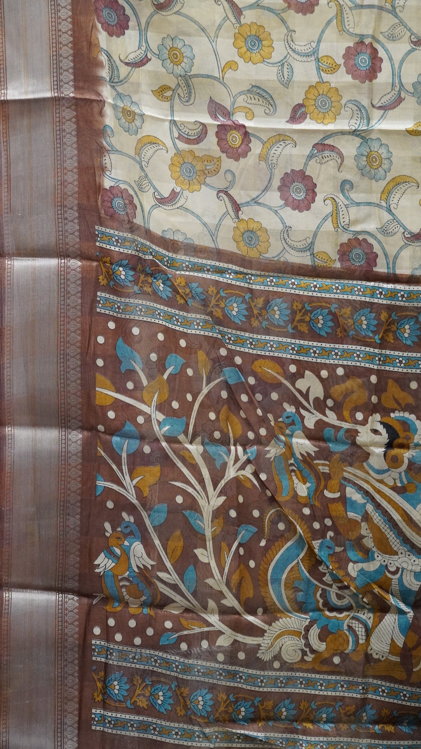 Chanderi Saree Kalamkari Print - Sandal