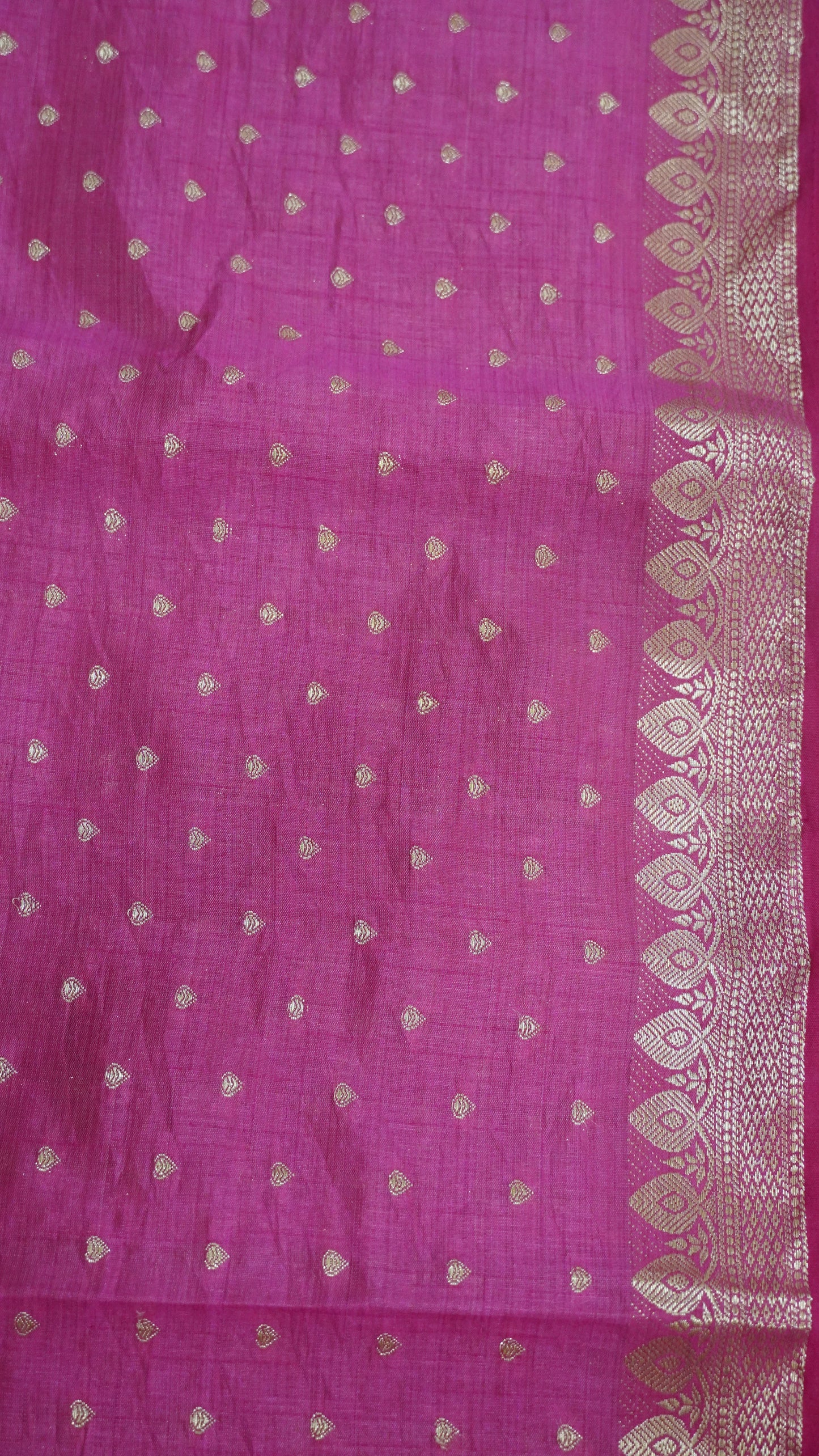 Semi Tussar Saree - Dark Pink Heart Buta