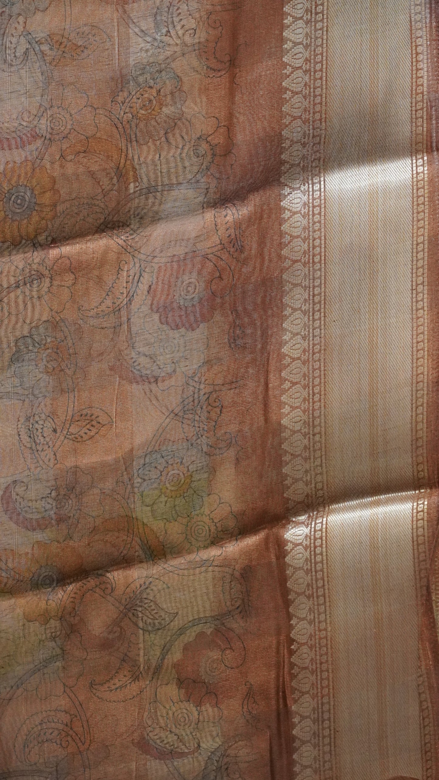 Chanderi Saree Kalamkari Print - Sandal