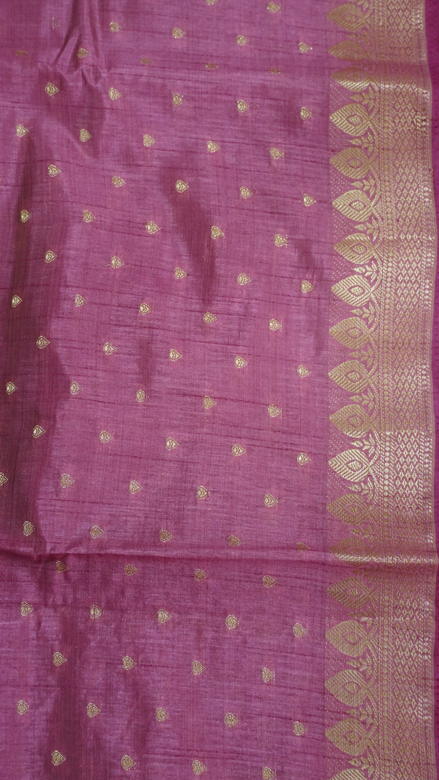 Semi Tussar Saree - Pastel Pink Heart Buta