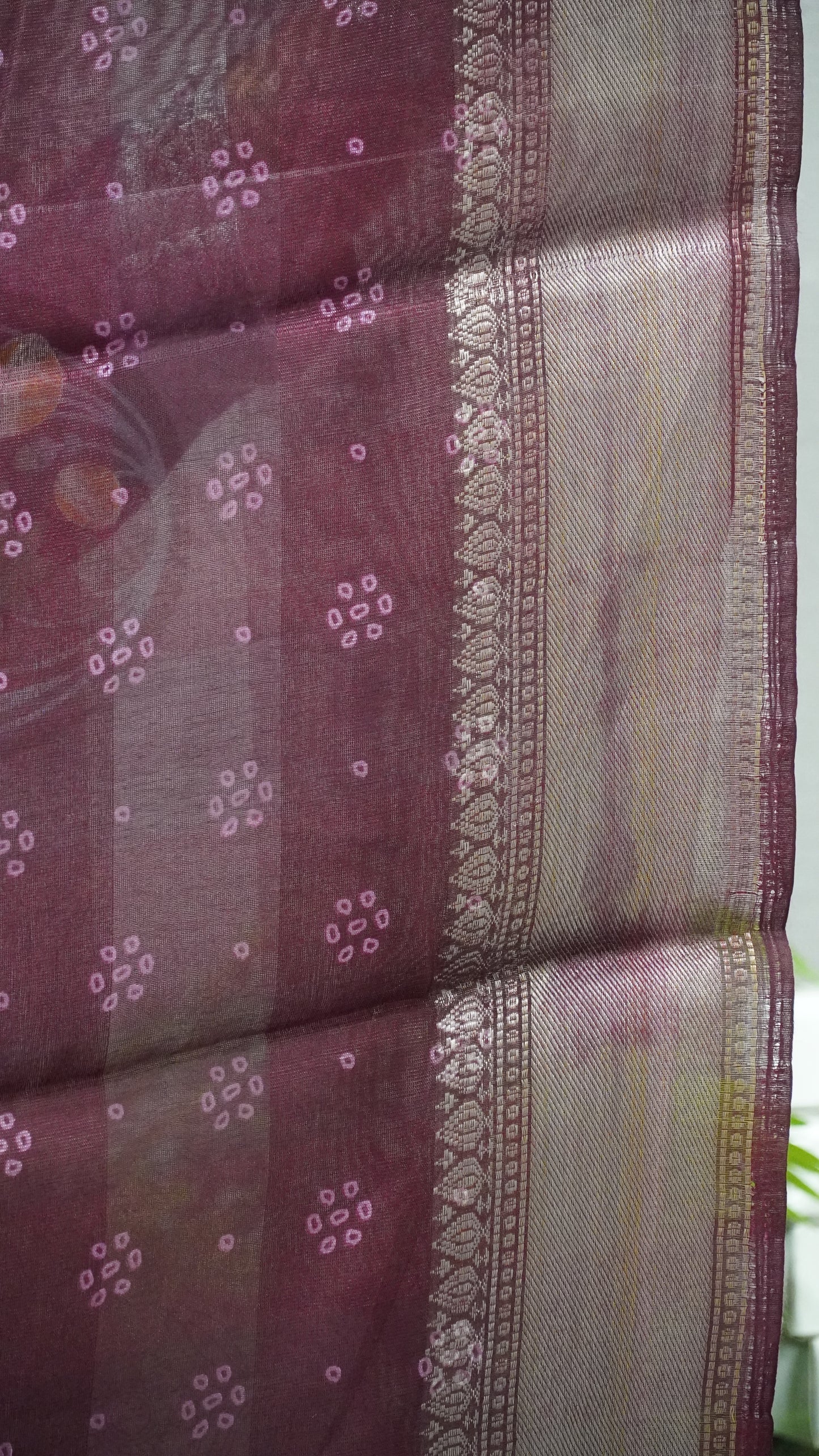 Chanderi Saree Lotus Print - Lavendar