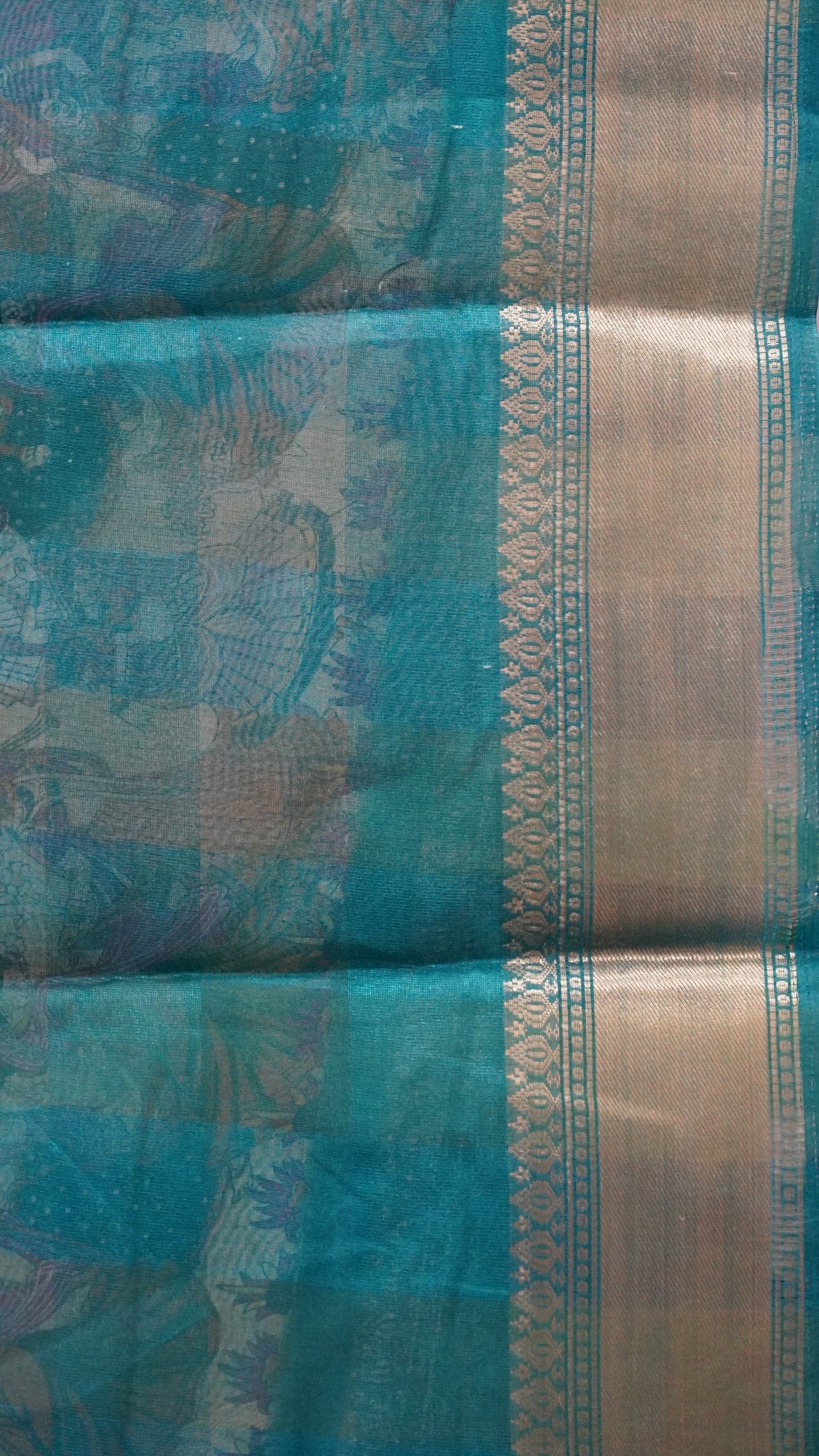 Chanderi Saree Figure Print - Yellow