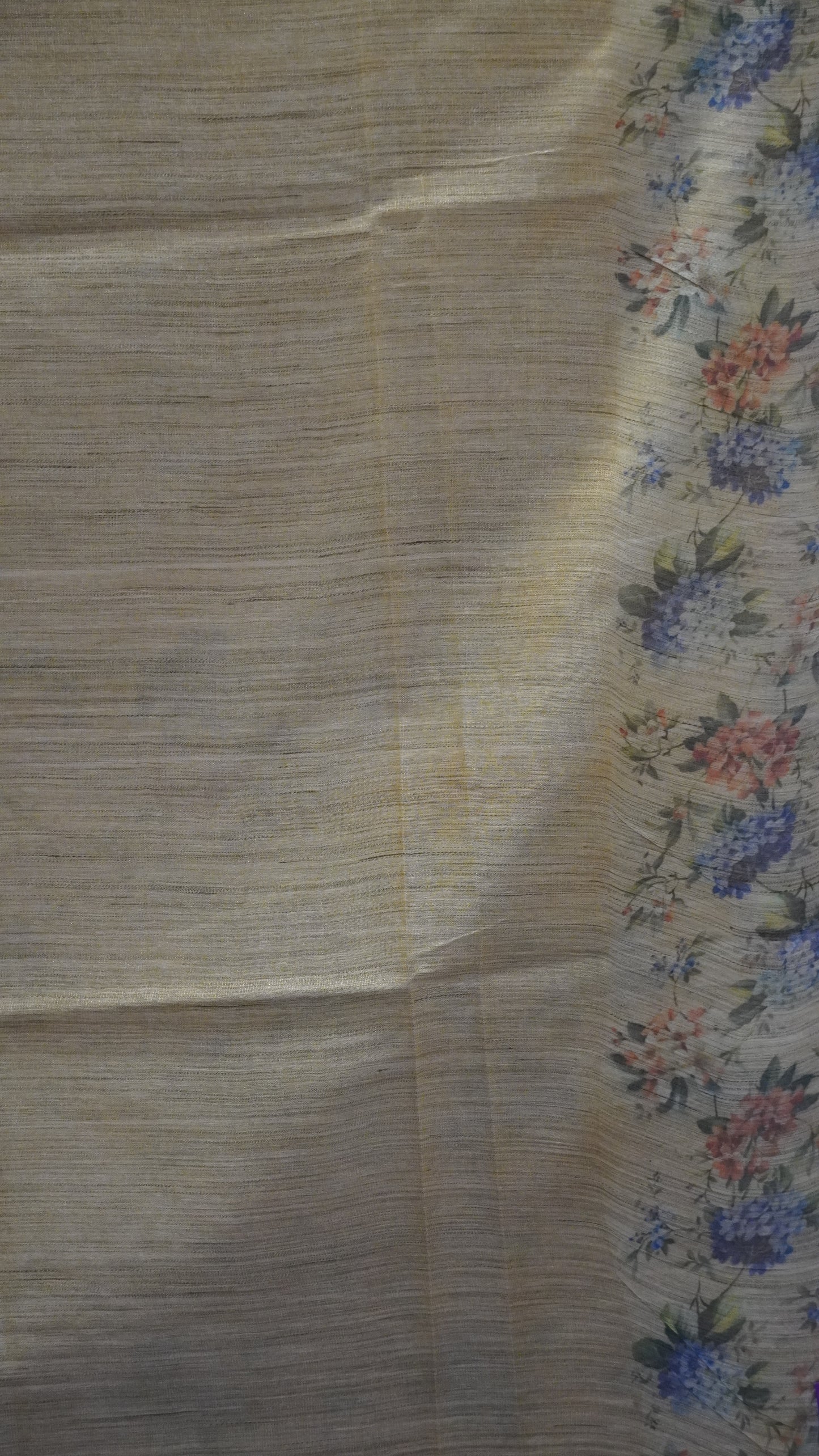 Tissue Tussar Saree-Mustard Hydrang Border
