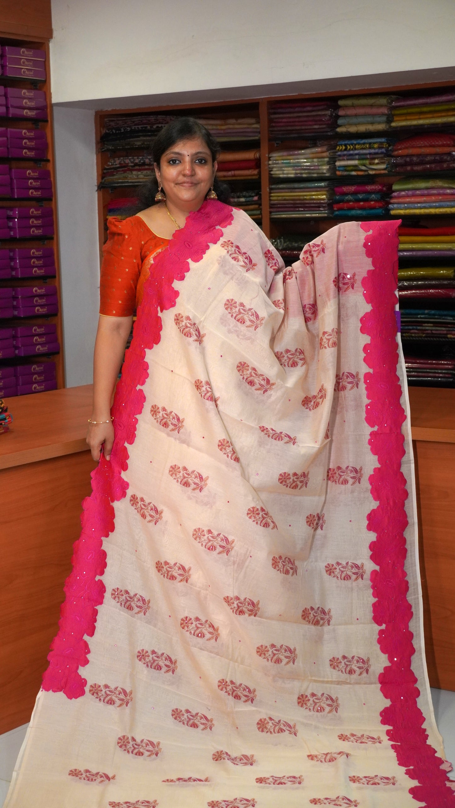 Mal Chanderi Saree - Pink