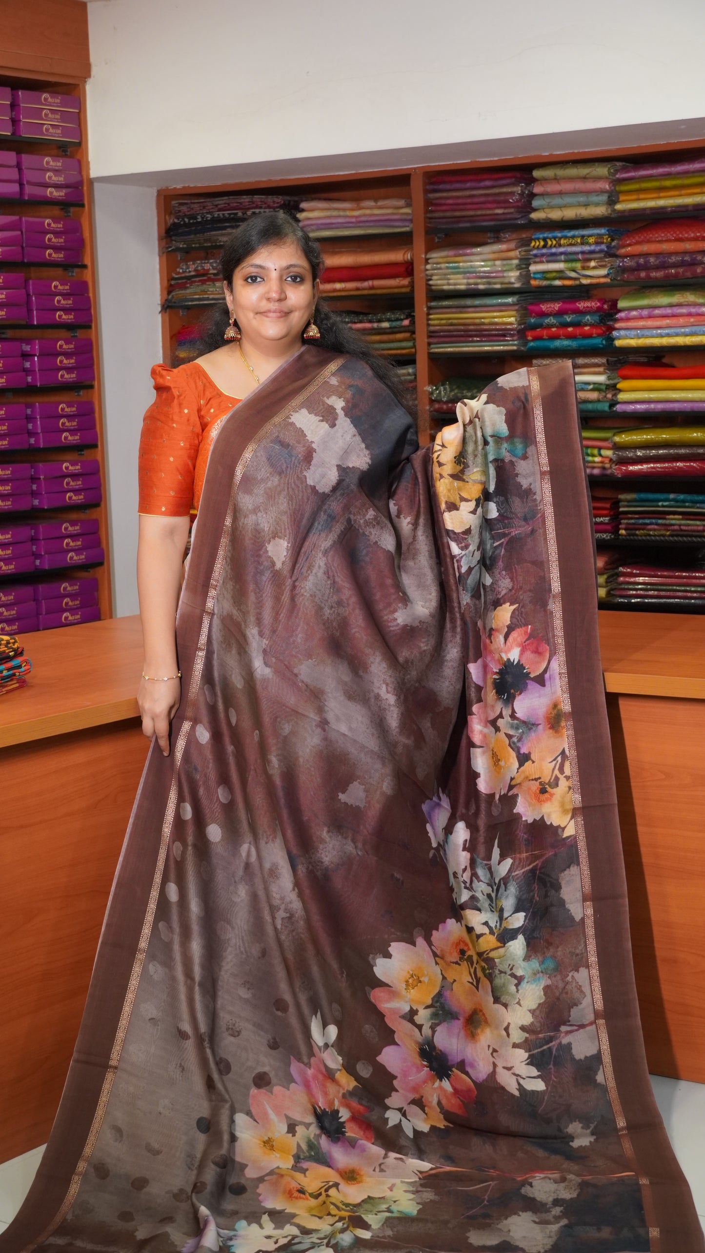Pure Chanderi Saree - Brown