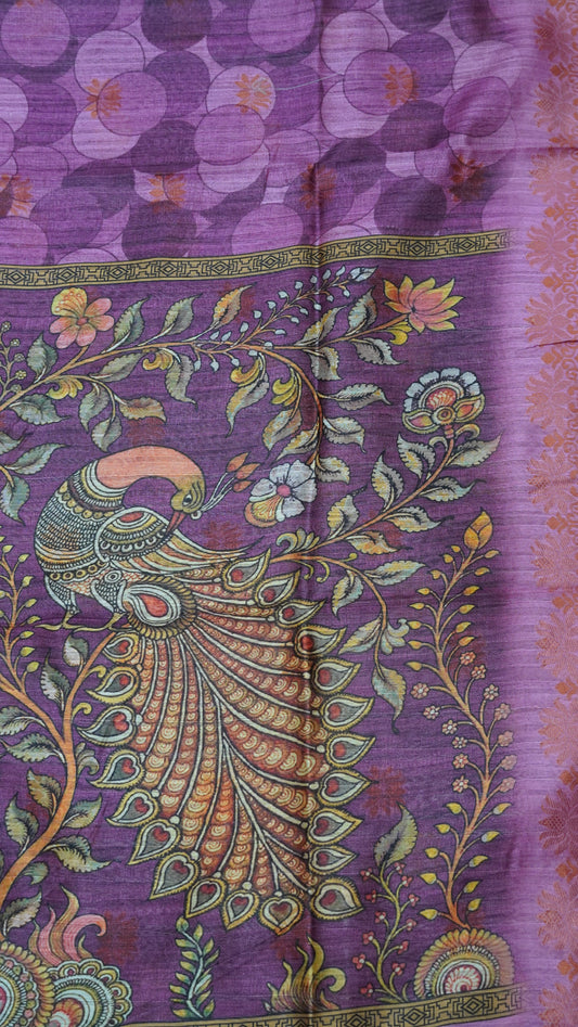 Gicha Tussar Saree -Circle Pattern Pink