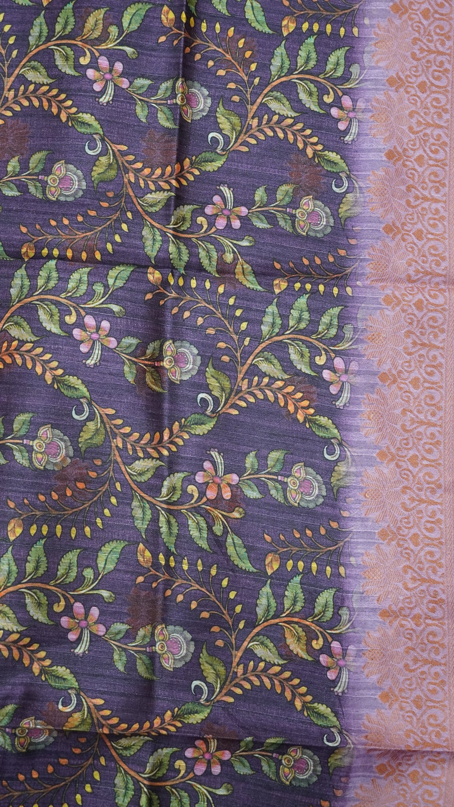 Gicha Tussar Saree -Circle Pattern Purple