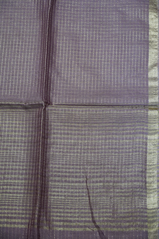 Bhagalpur Cotton Saree - Checks Muted Purple