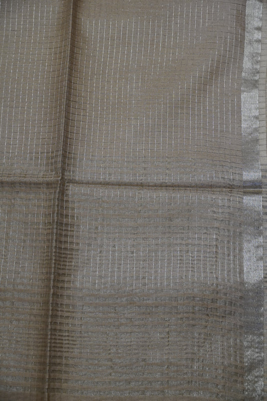 Bhagalpur Cotton Saree - Checks Sandal