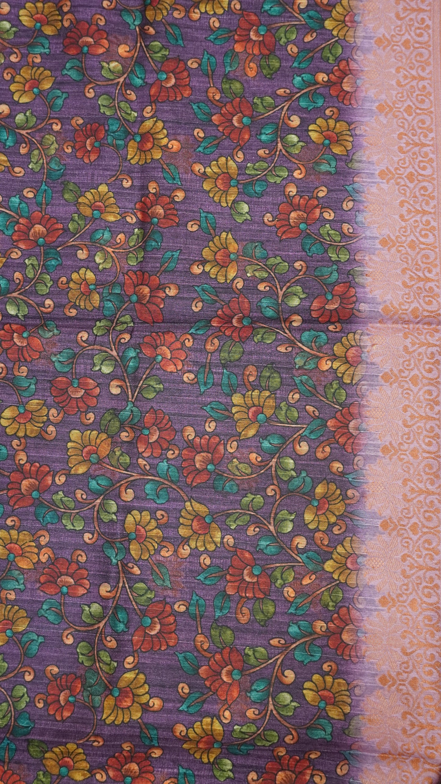 Gicha Tussar Saree -Curves Pattern Purple