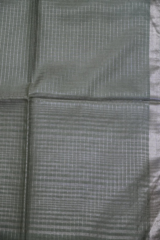Bhagalpur Cotton Saree - Checks Light Sage Green