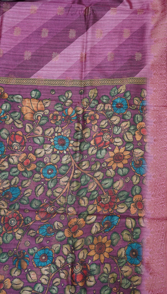 Gicha Tussar Saree -Leheriya Pattern Pink