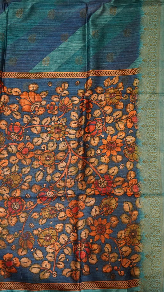 Gicha Tussar Saree -Leheriya Pattern-Blue