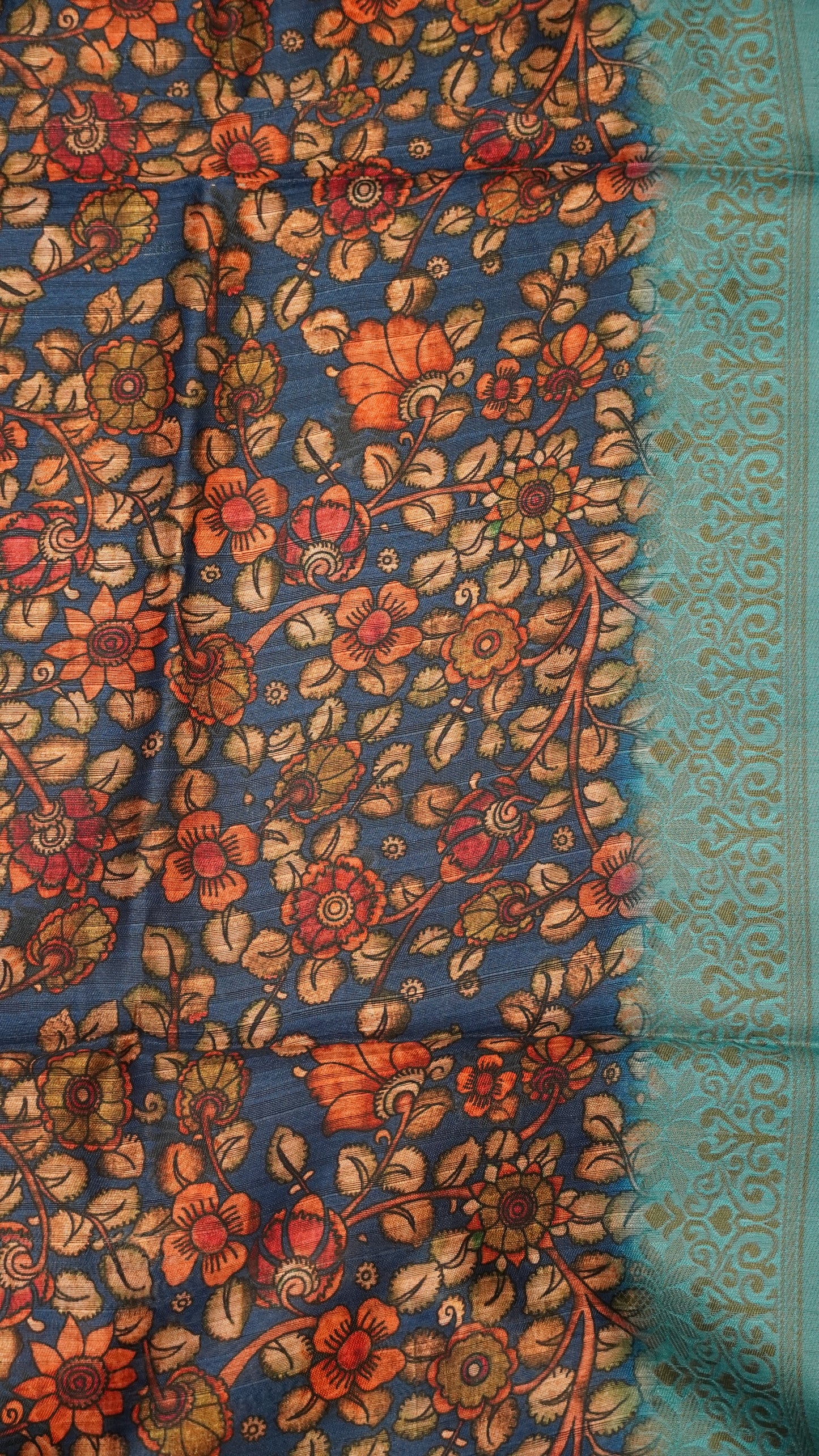 Gicha Tussar Saree -Leheriya Pattern-Blue