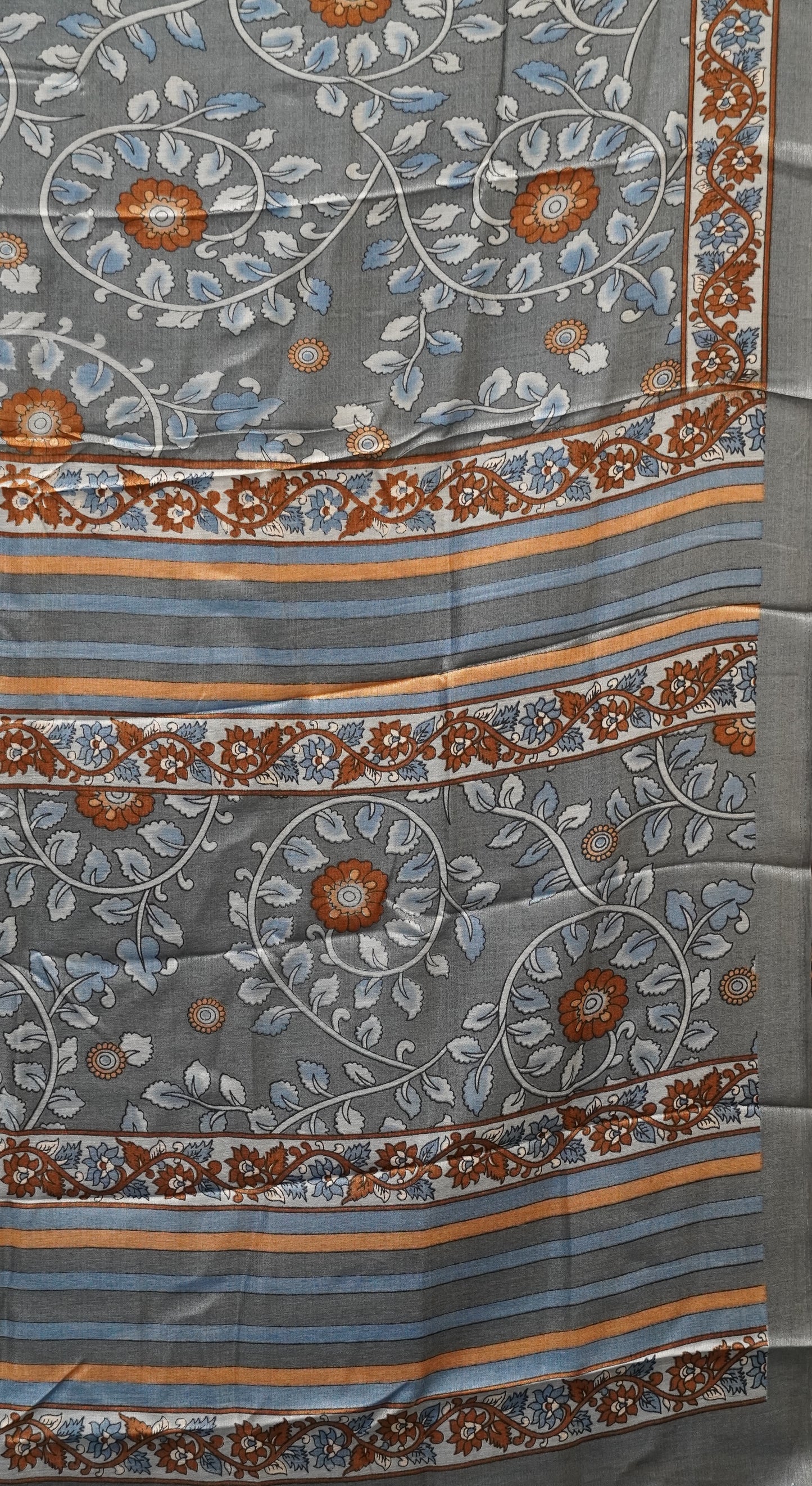 Jute Cotton Saree - Blue