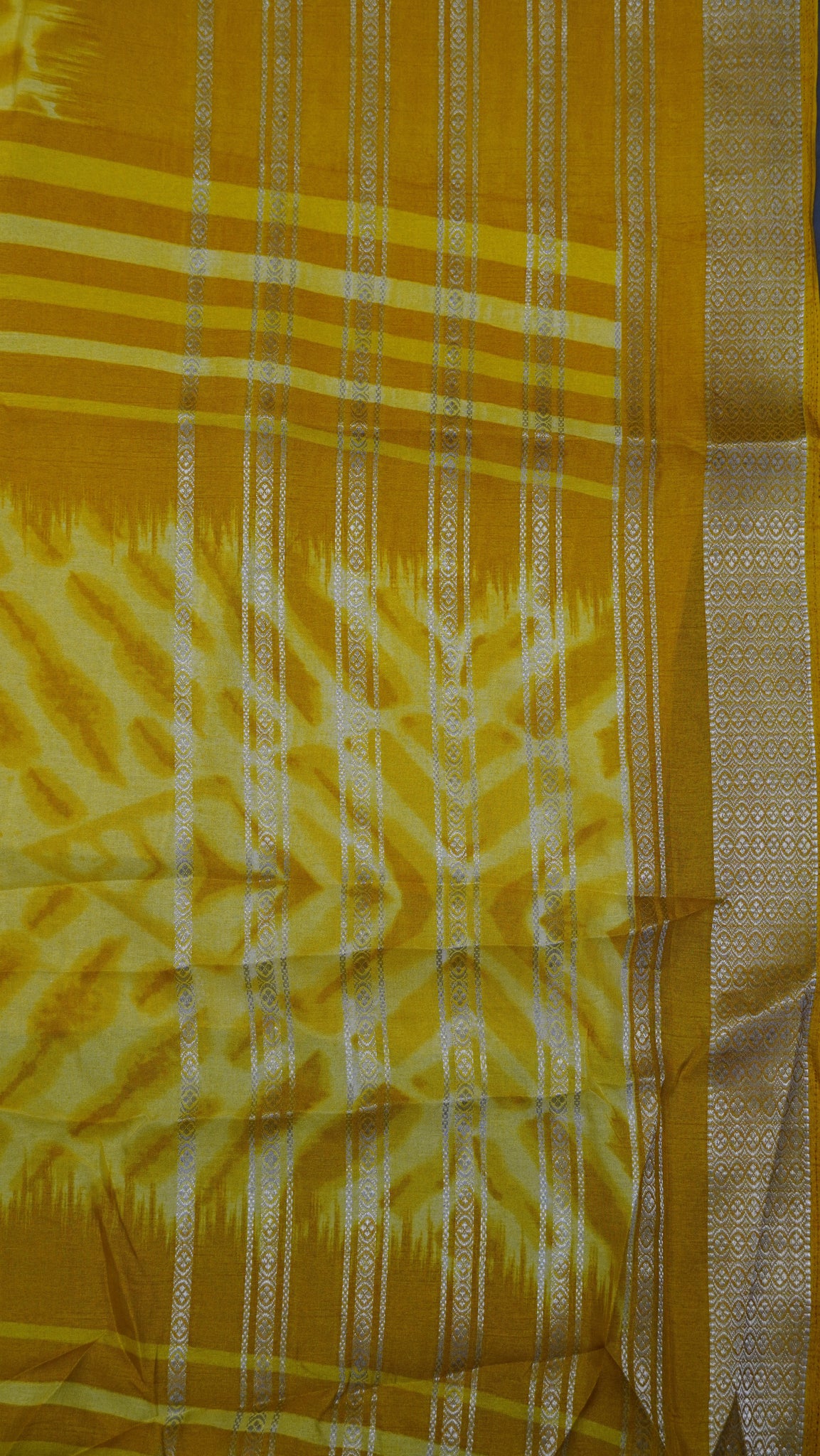 Semi Chiffon Saree- Tie Dye Mustard Yellow