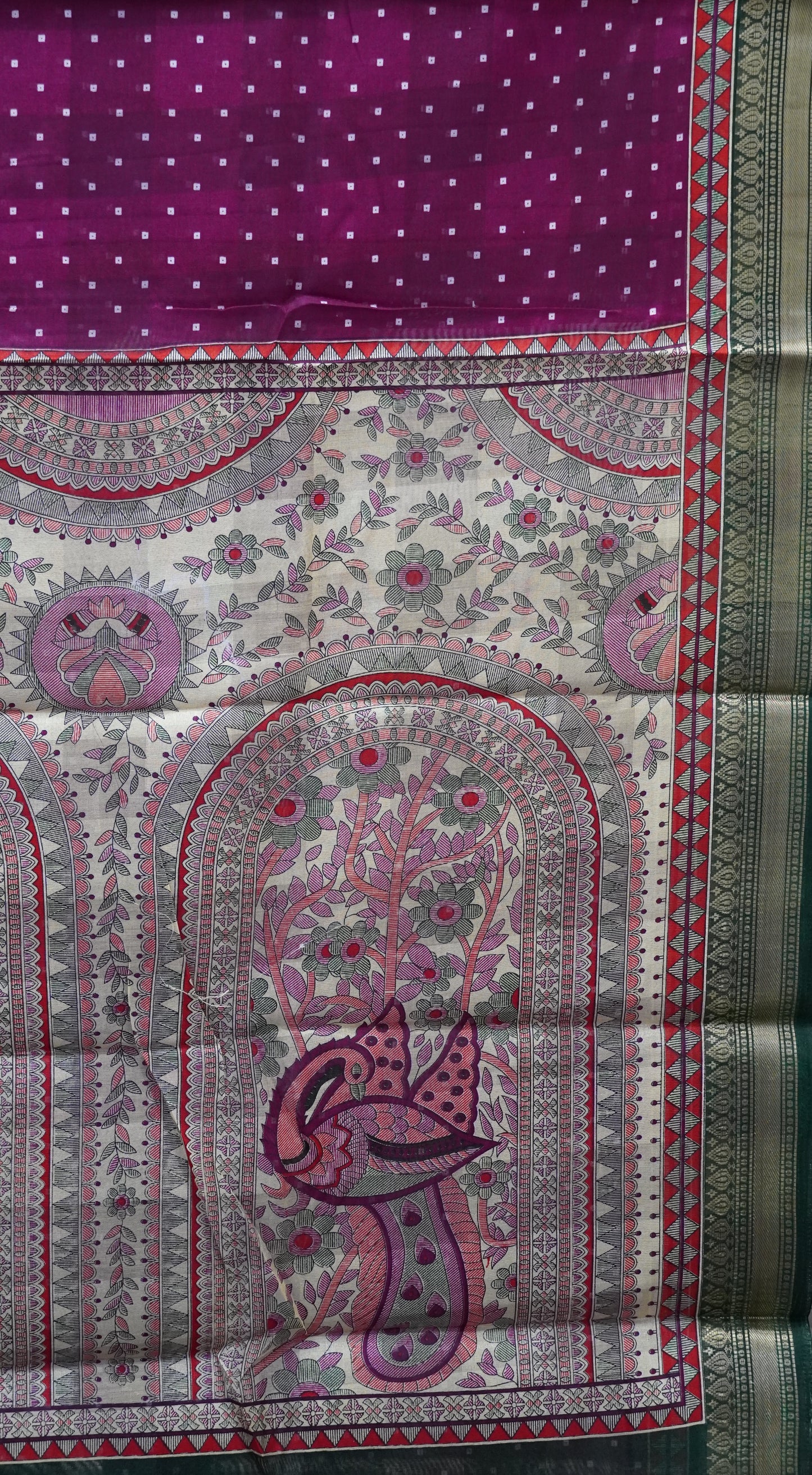 Chanderi Saree Bandhini Print - Purple