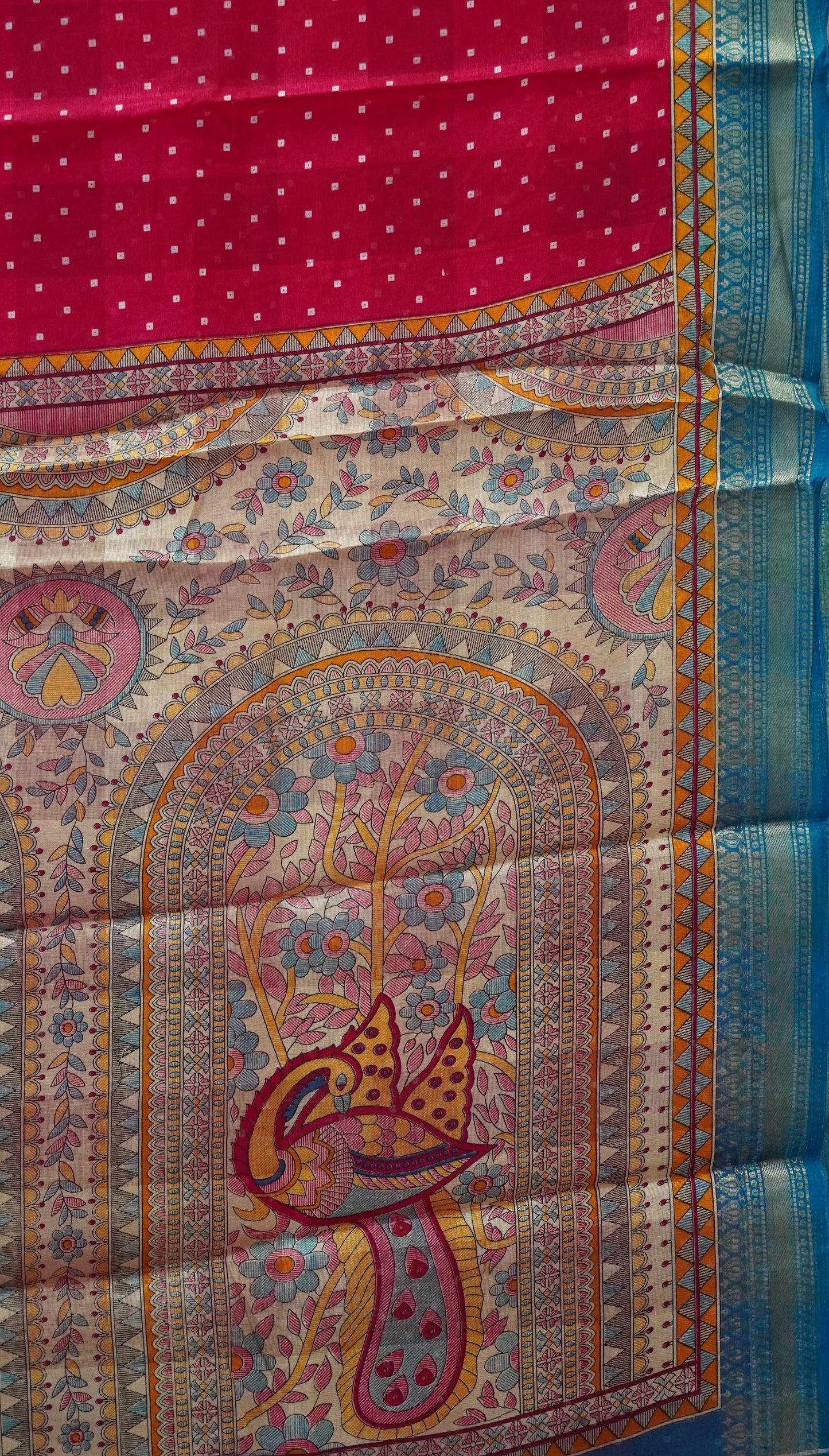 Chanderi Saree Bandhini Print - Pink