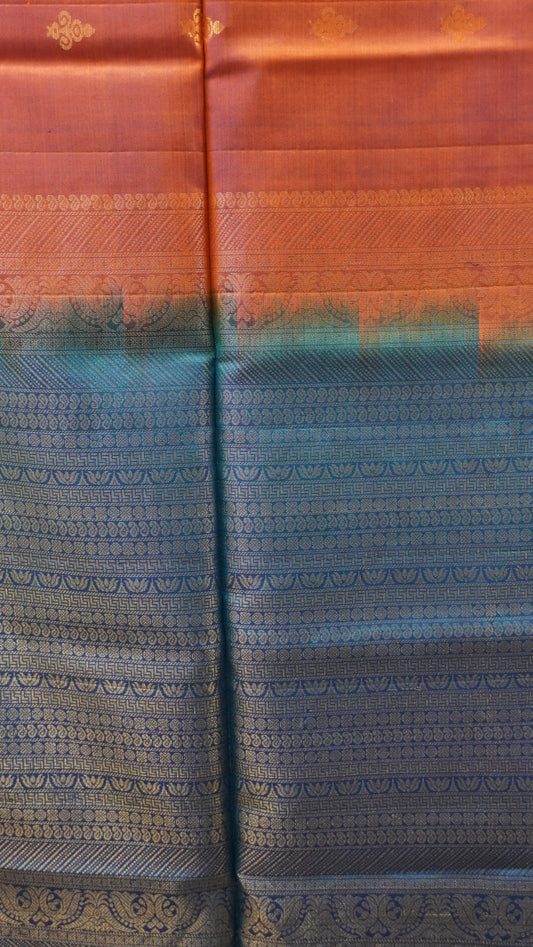 Pure Soft Silk Saree - Redish Purple-Peacock Blue