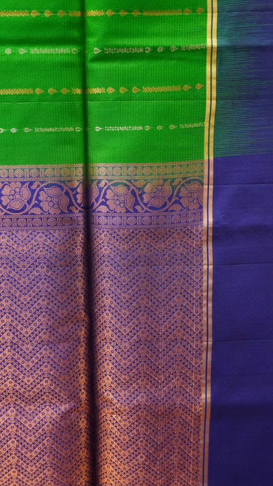 Pure Soft Silk Saree - Green-Blue