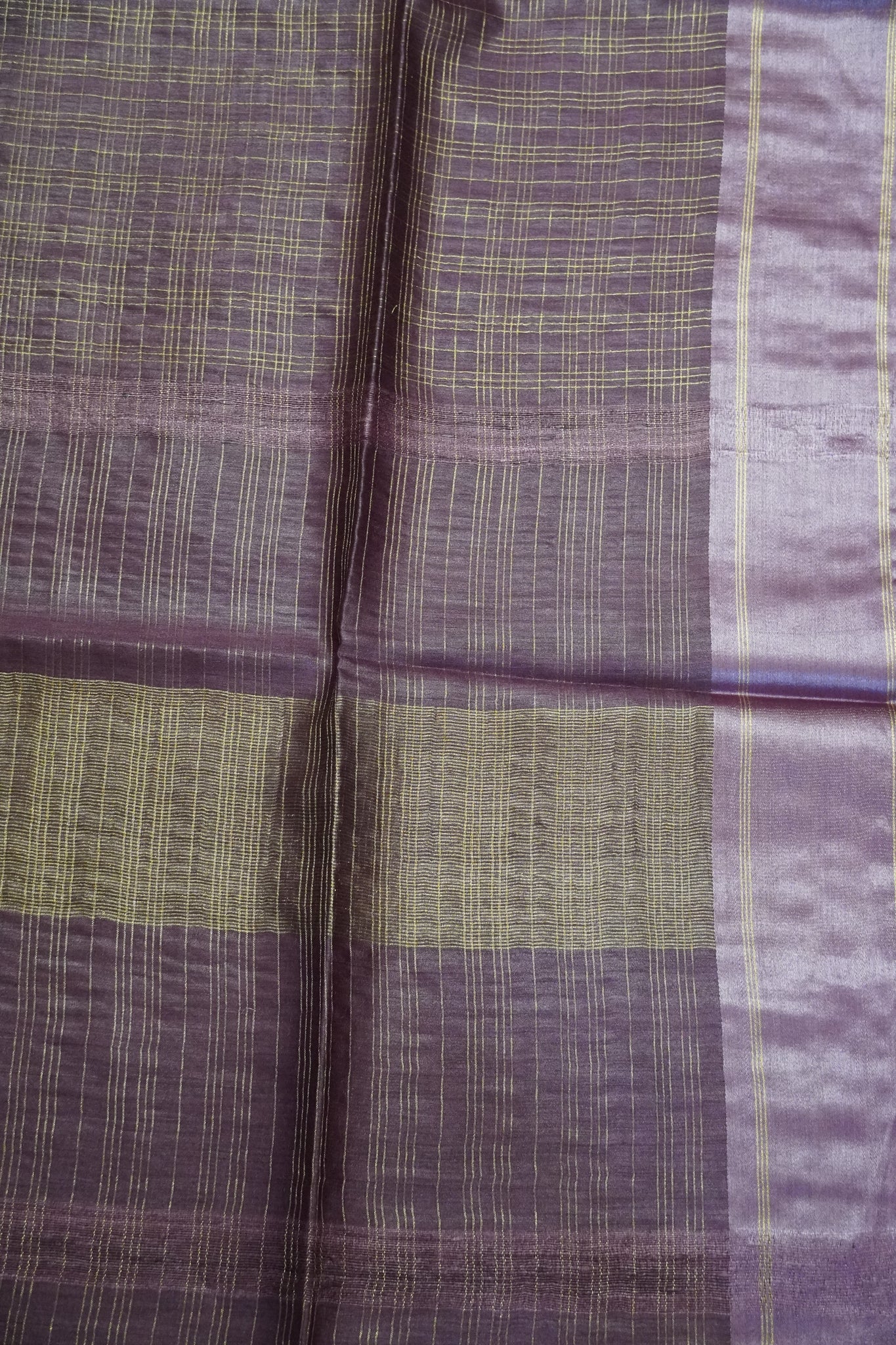 Pure Tussar Saree - Zari Checks Light Wine
