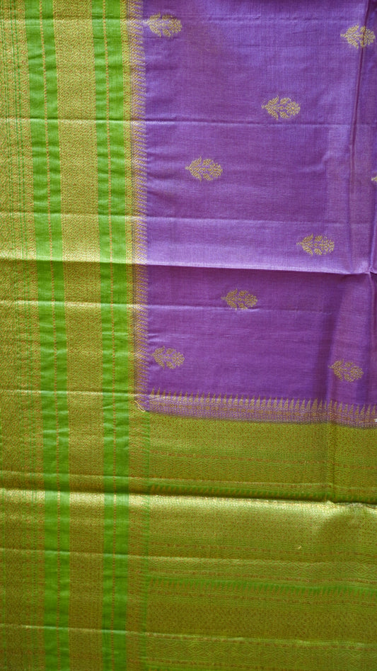 Pure Tussar Saree - Purple-Green
