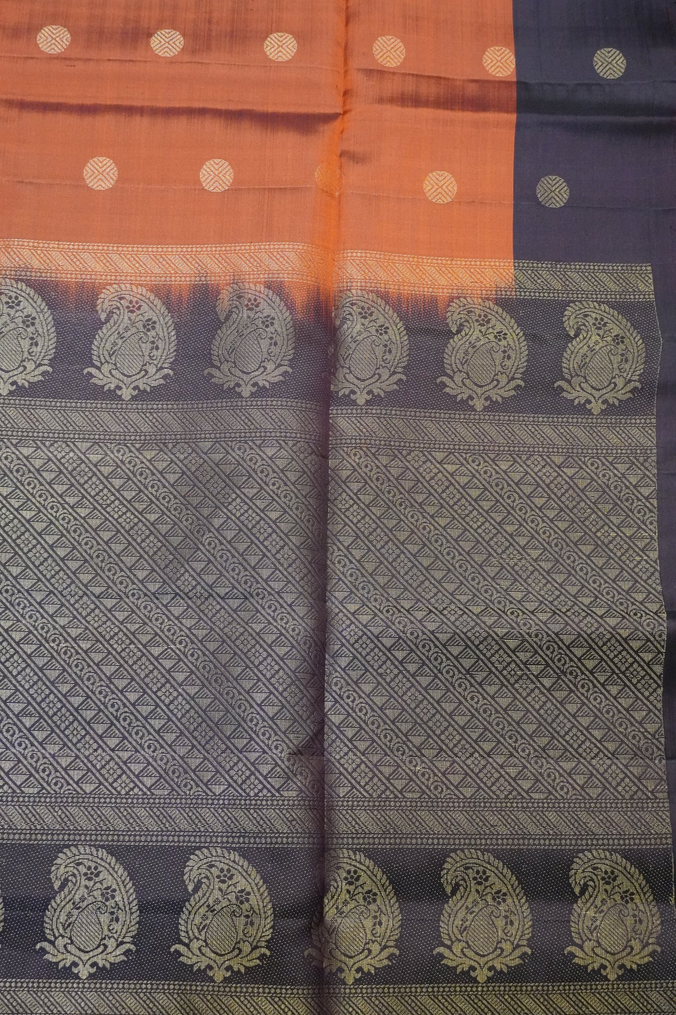 Pure Soft Silk Saree - Rust Orange