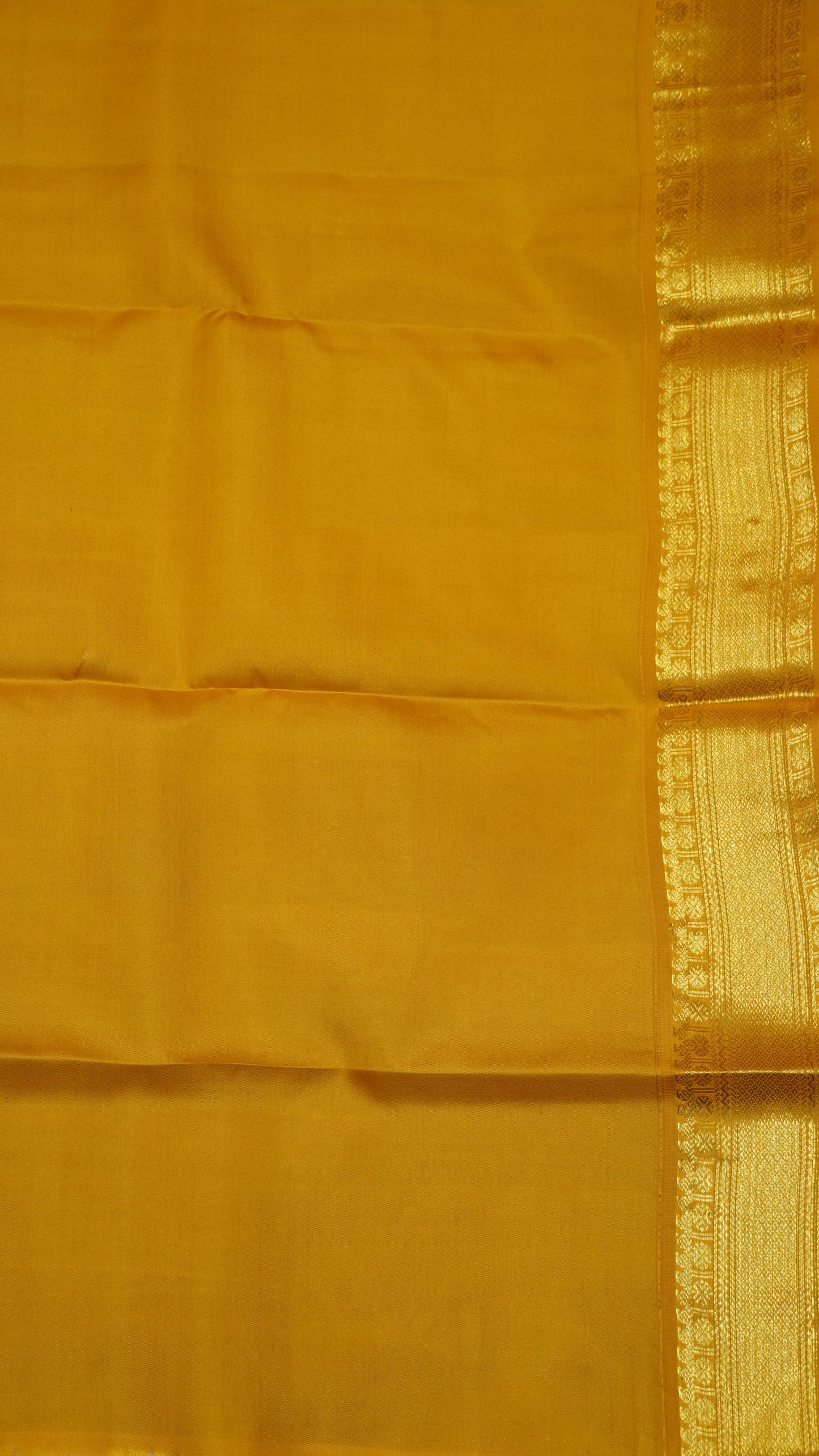 Pure Kanjivaram Silk Saree -Ajrakh Border-Off white-Mustard
