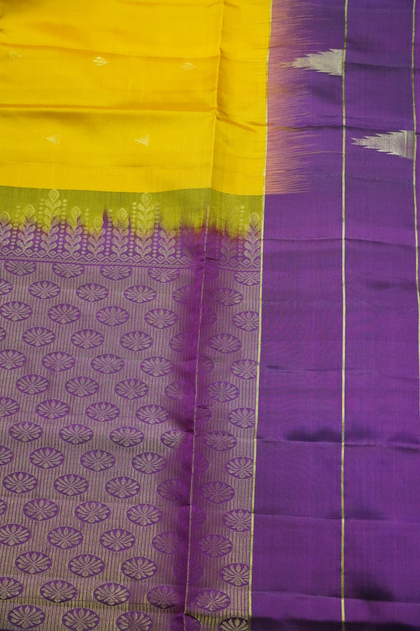Pure Soft Silk Saree - Mango Yellow - Wine