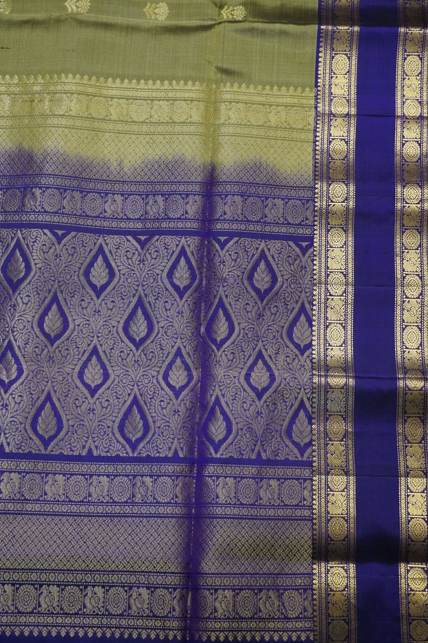 Pure Soft Silk Saree - Metalic Grey - Purple