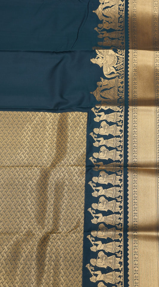 Semi Kanjivaram Silk Saree - Bottle Green Vaibhavam