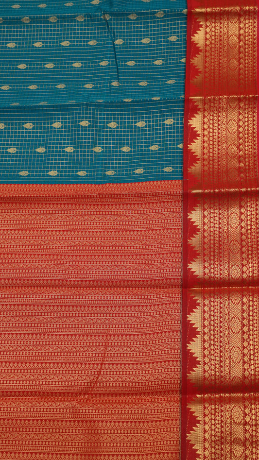 Semi Kanjivaram Silk Saree - Ramar Blue