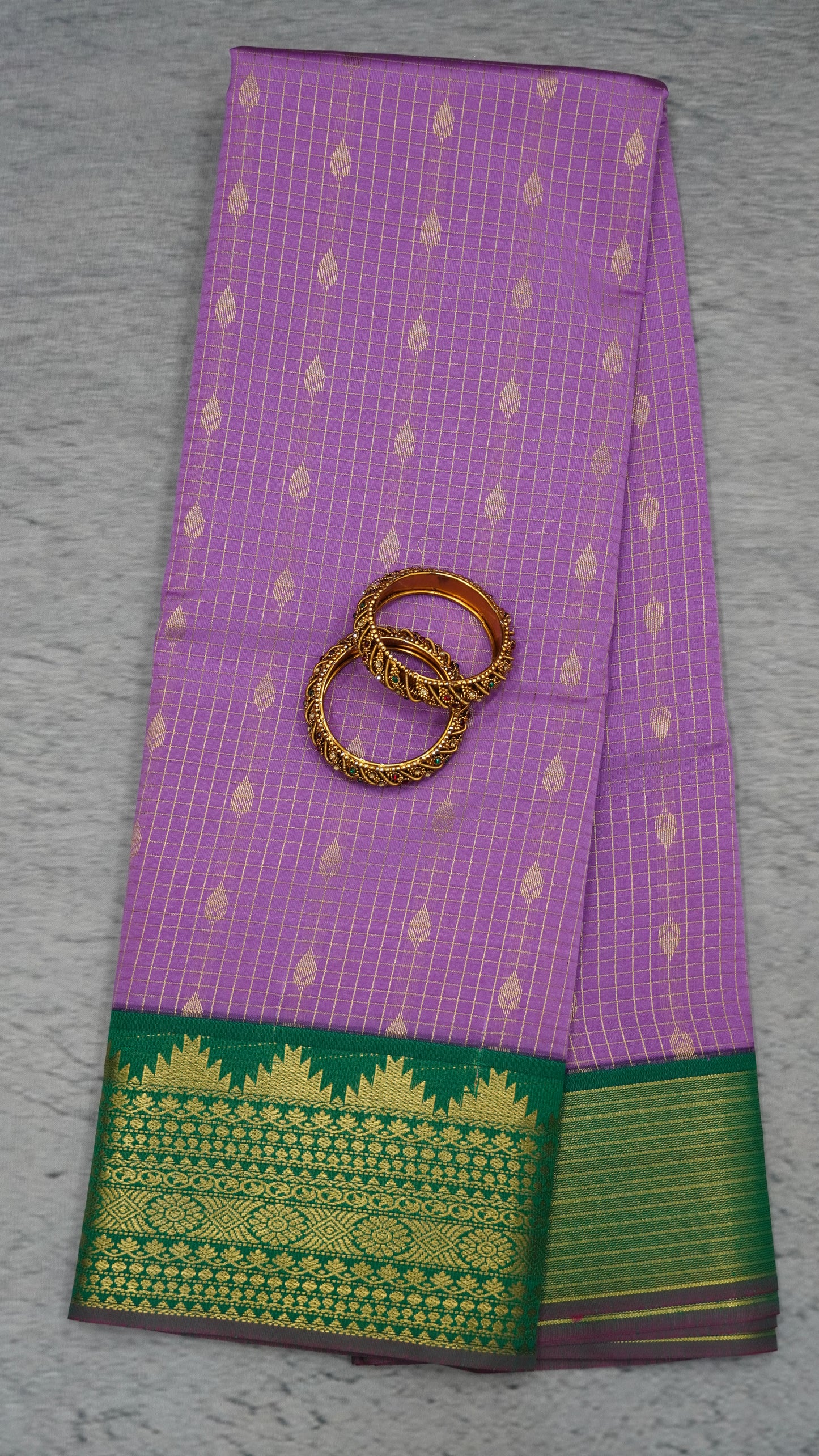 Semi Kanchipuram Silk Saree - Purple