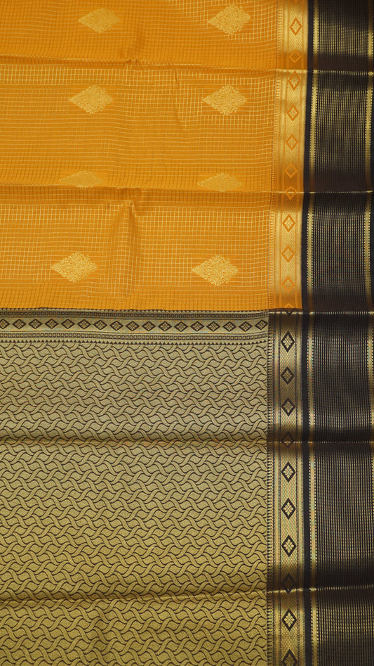 Semi Kanjivaram Silk Saree - Mustard