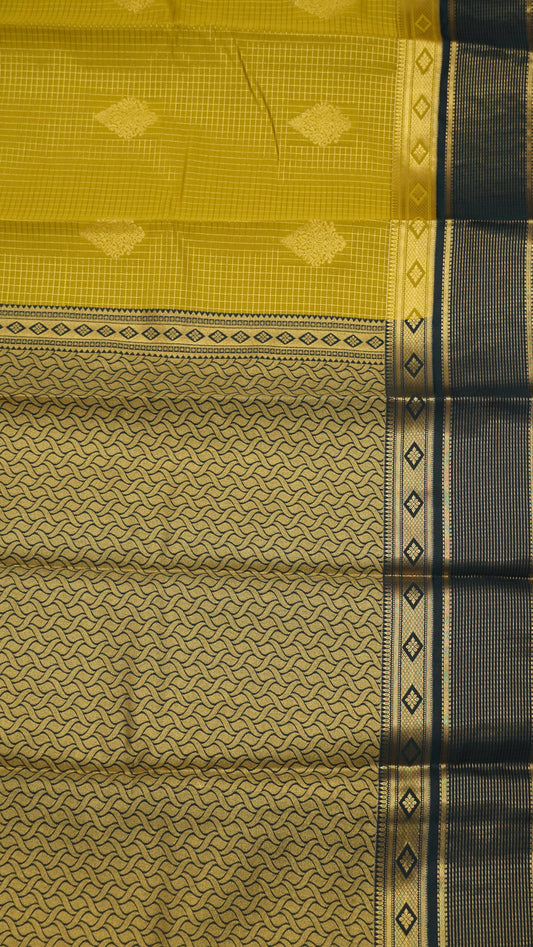 Semi Kanjivaram Silk Saree - Mustard Yellow