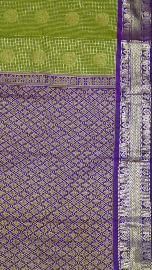 Semi Kanjivaram Silk Saree - Olive Green