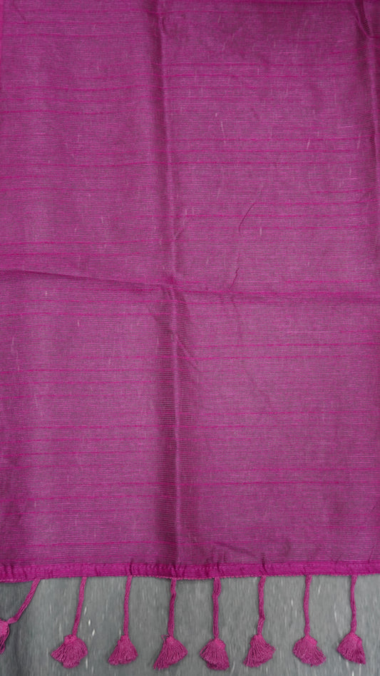 Khadi Cotton Saree-Purple Plain