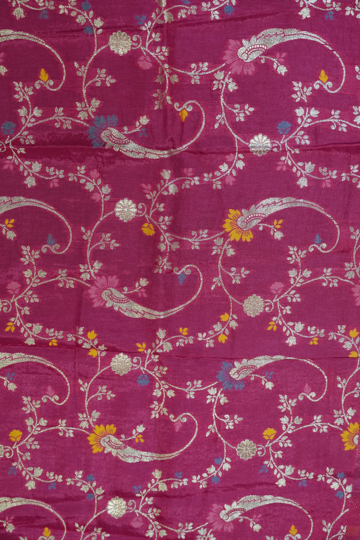 Semi Mysore Silk Saree-Rani Pink with Small Border