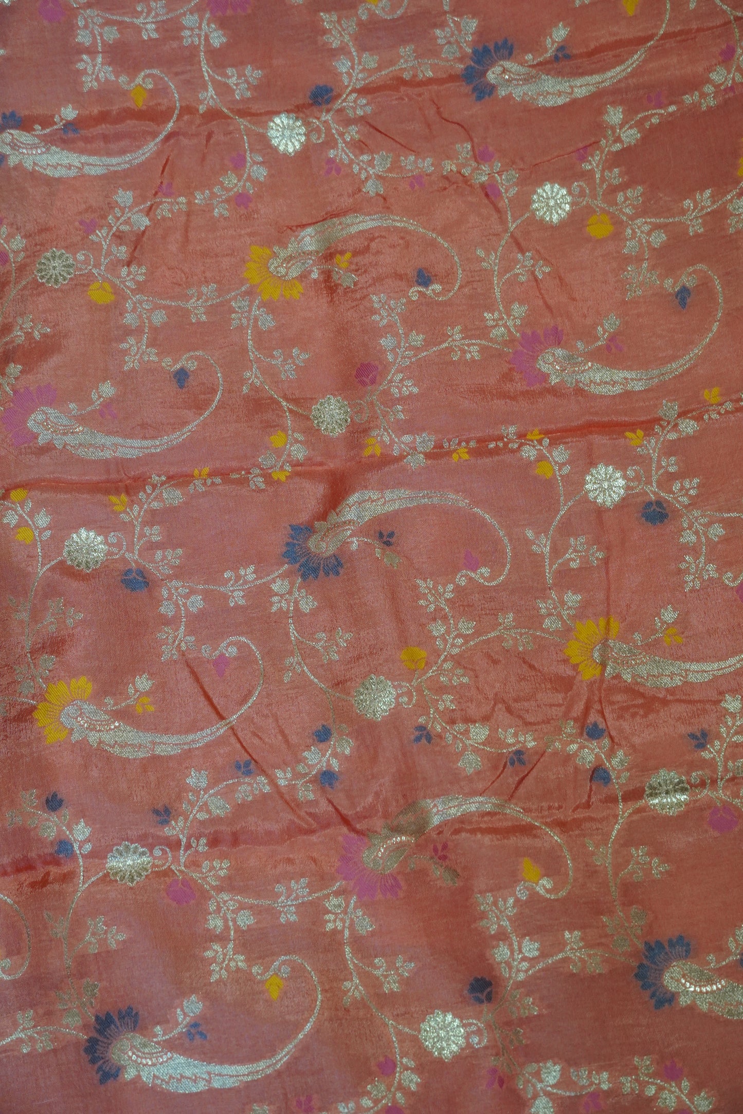 Semi Mysore Silk Saree-Peach with Small Border
