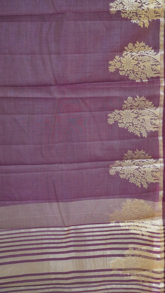 Semi Tussar Saree -Arakku Deer Small Border