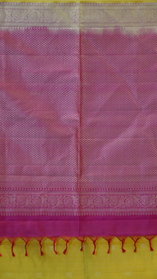 Pure Soft Silk Saree Yellow to Magenta