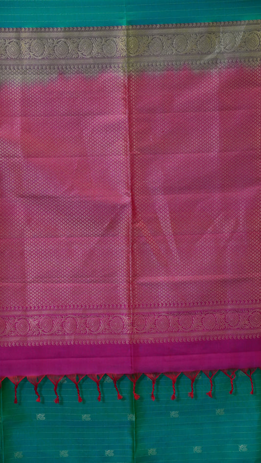 Pure Soft Silk Saree Teal Green to Pink