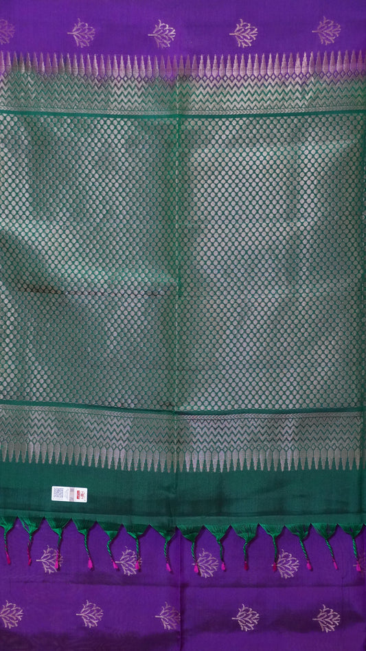 Pure Soft Silk Saree Purple to Bottle Green