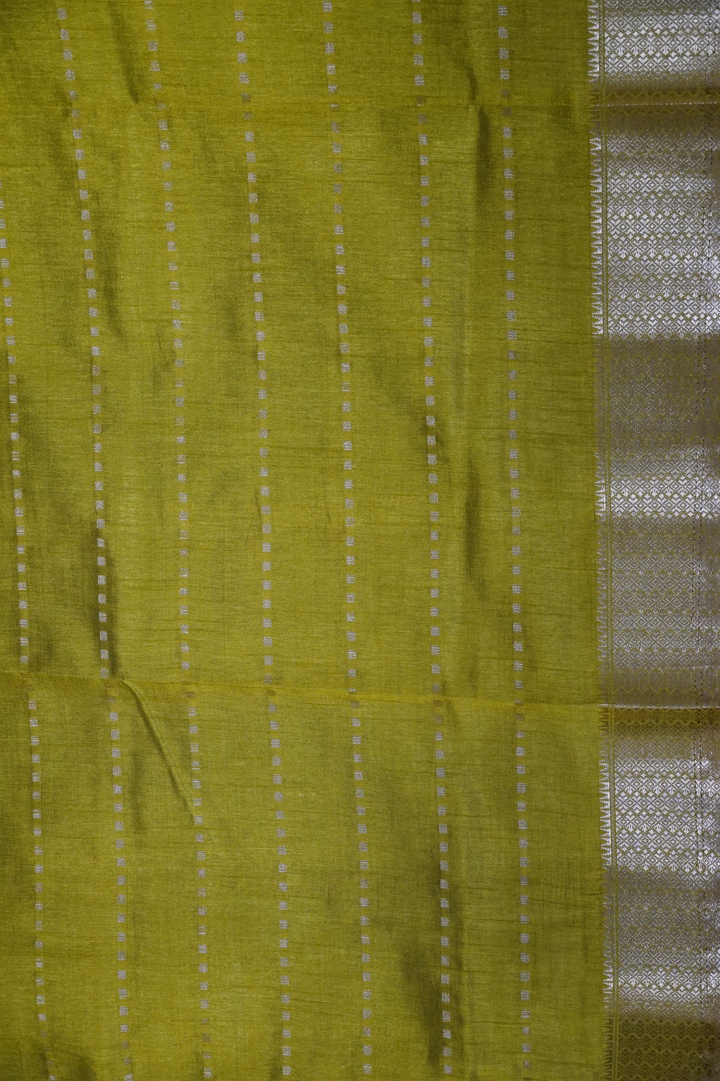 Semi Tussar Saree - Square Buta Green