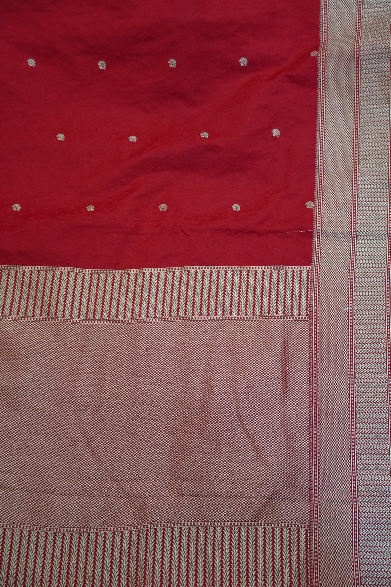 Banarasi Crepe Saree - Heavy Floral Red