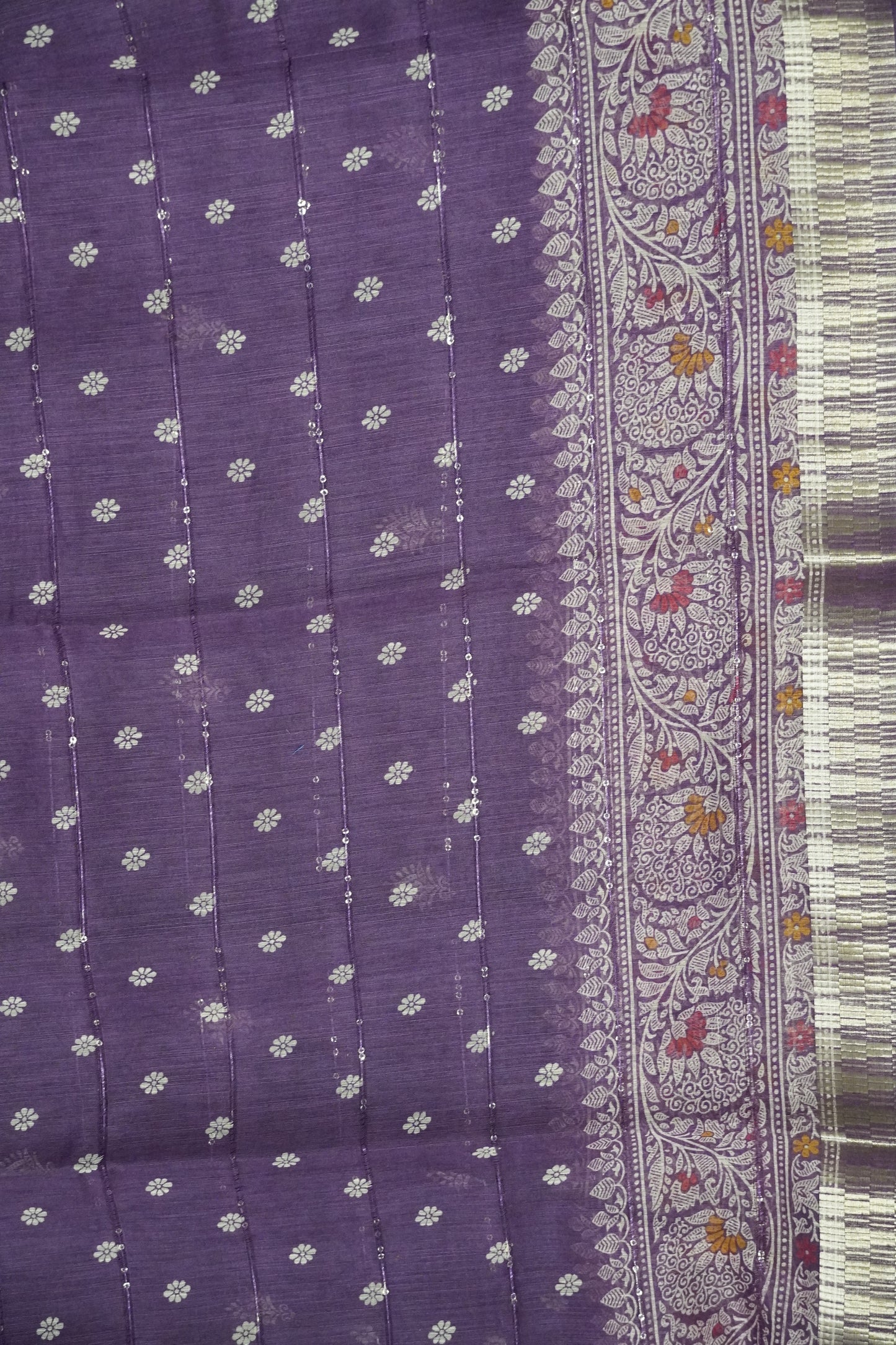 Semi Chanderi Saree - Purple