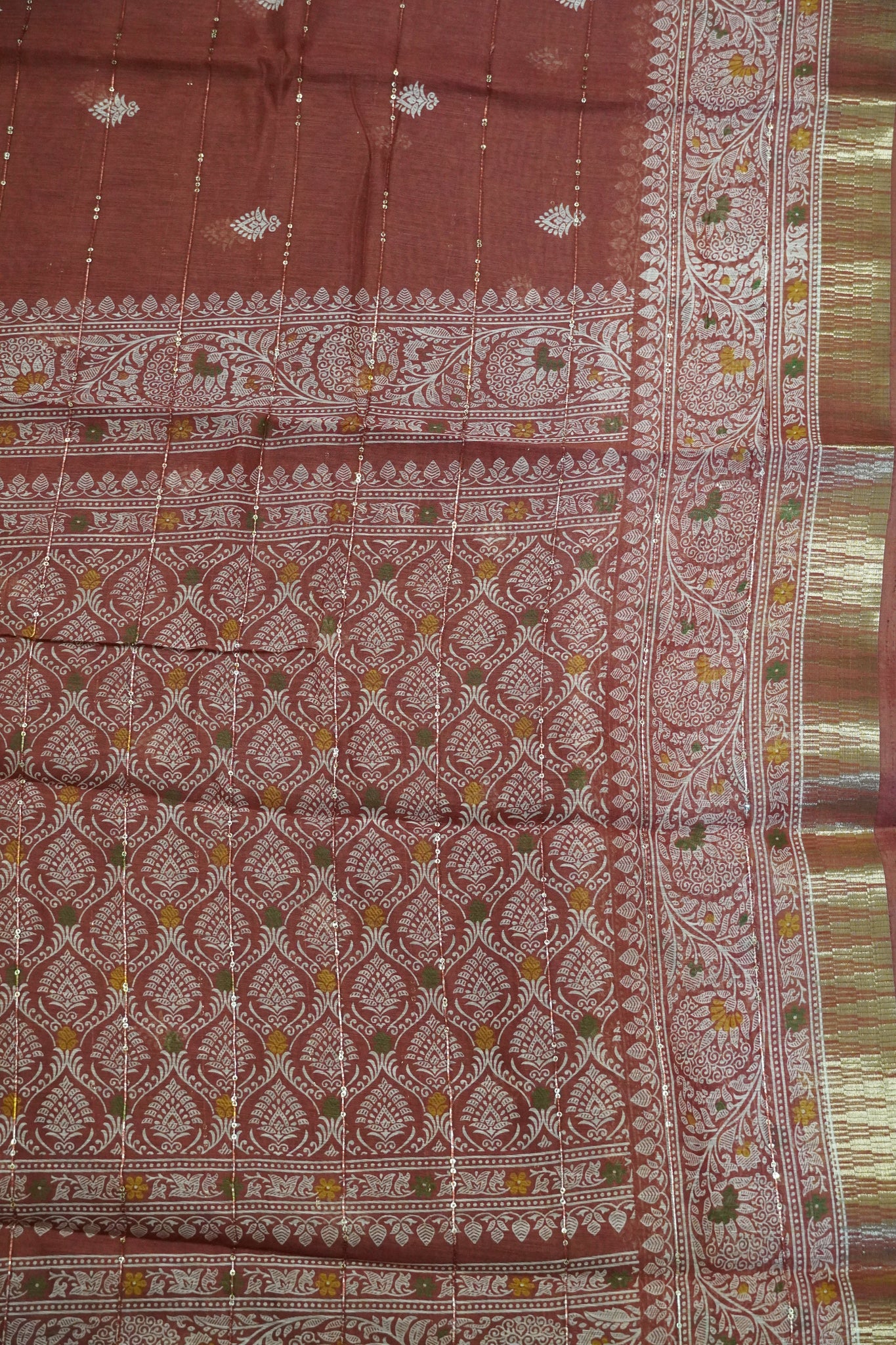 Semi Chanderi Saree - Maroon