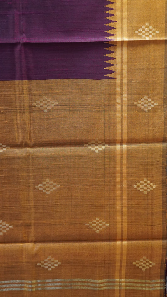 Pure Dupion Silk Saree - Small Tower Border Maroon