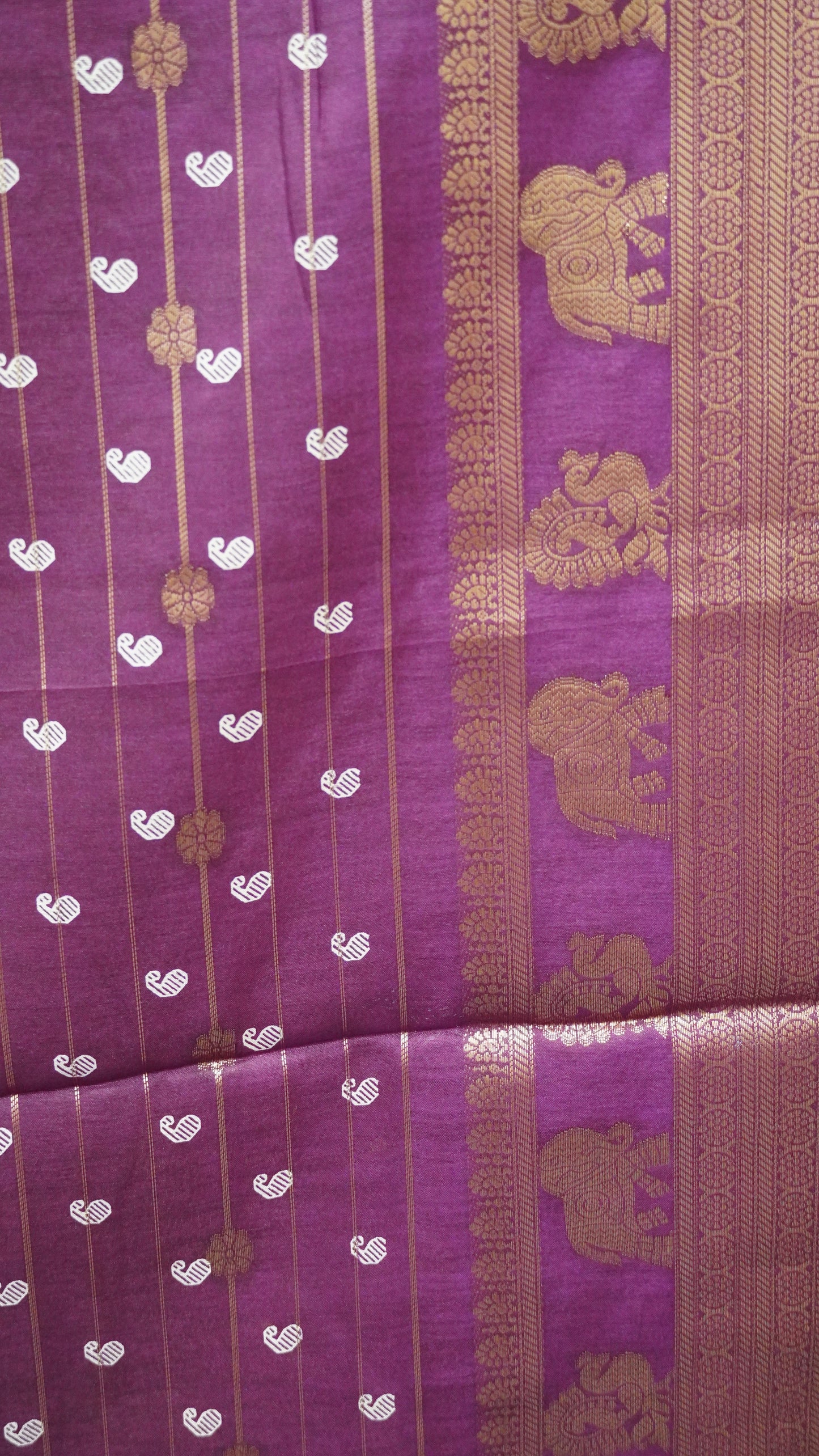 Semi Dola Silk Saree-Zari Lines-Wine