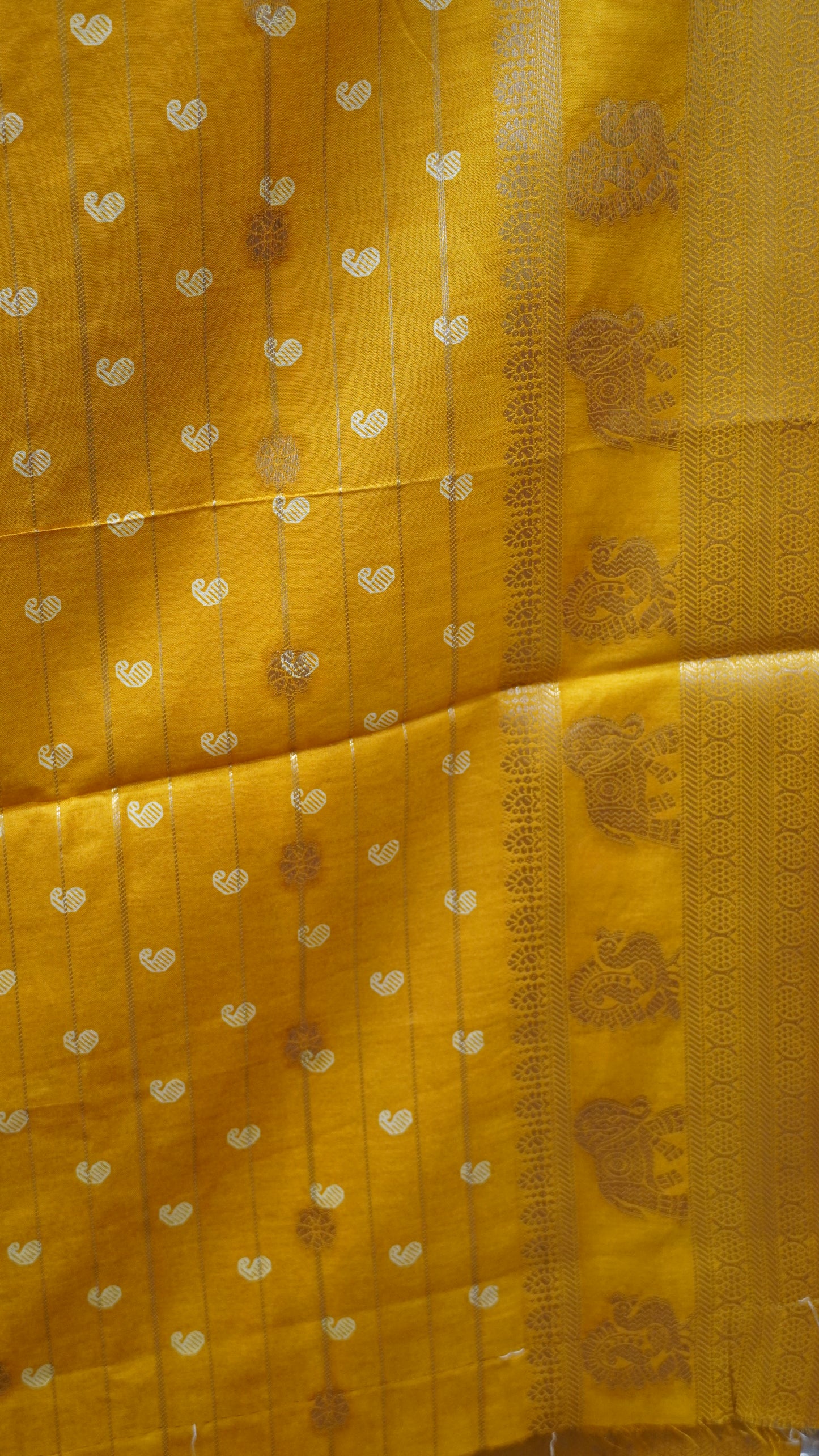 Semi Dola Silk Saree-Zari Lines-Mustard
